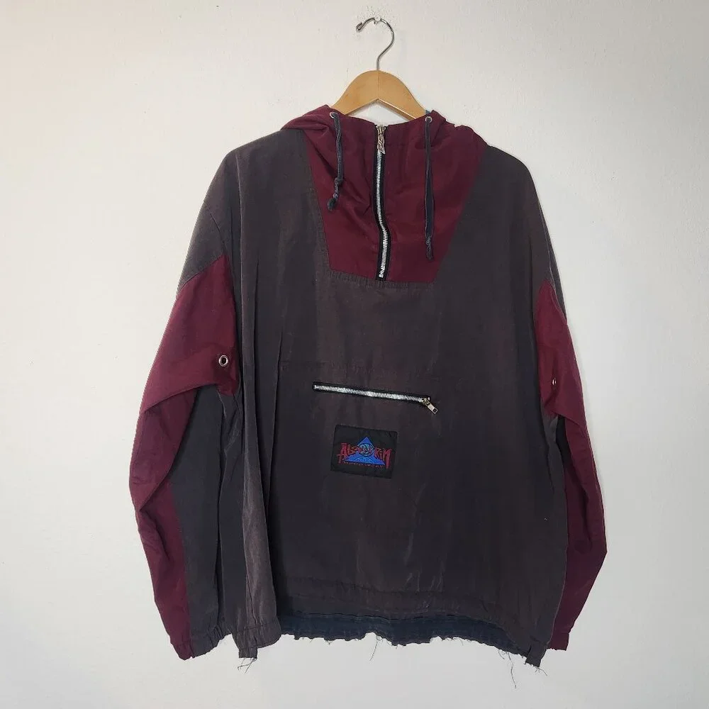 VTG Reebok Mens Large Gray Red Hoodie Above the Rim Half Zip Hoodie 90s